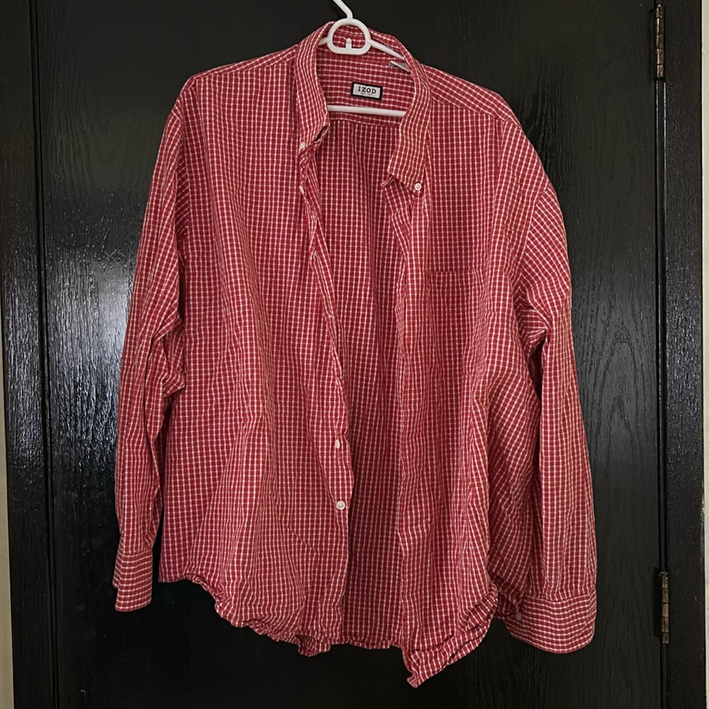 Red & White Button Up